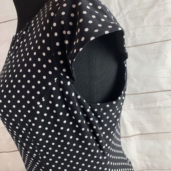 AK Anne Klein Dress Polka Dot A-line Fit-and-Flare Black 8 M Elastic Belt zipper - Picture 12 of 16